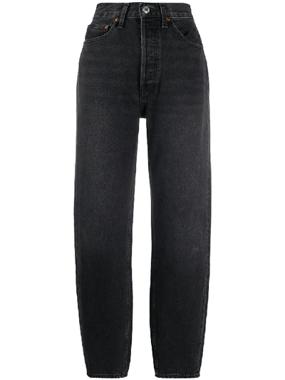 Shop Re/done High Waisted Slim-fit Trousers In Black