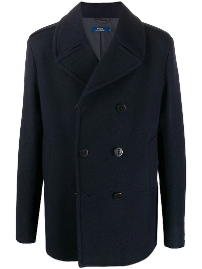 Shop Polo Ralph Lauren Double-breasted Short Coat In Blue