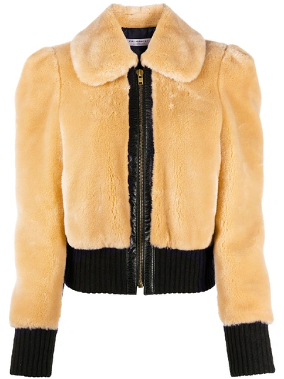 Shop Philosophy Di Lorenzo Serafini Shearling-effect Fitted Jacket In Brown