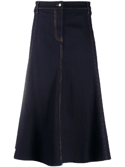 Shop Valentino A-line Denim Skirt In Blue