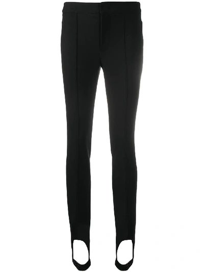 Shop Moncler High-waisted Stirrup Skinny Trousers In Black