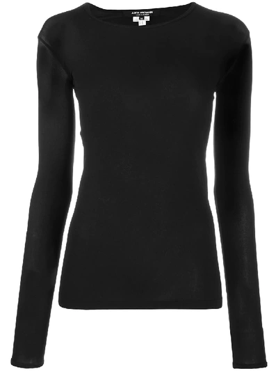 Shop Junya Watanabe Long-sleeved Round-neck T-shirt In Black