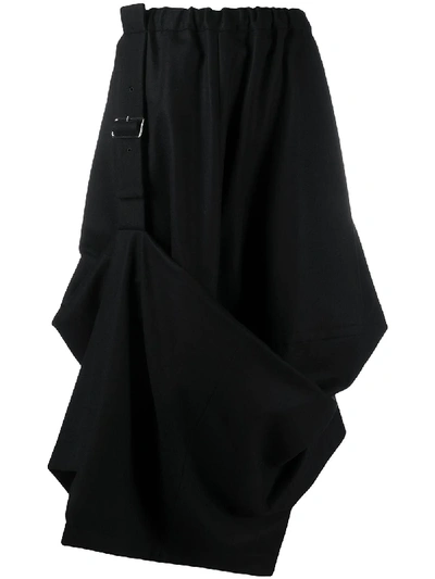 Shop Comme Des Garçons Comme Des Garçons Asymmetric Buckled Midi Skirt In Black