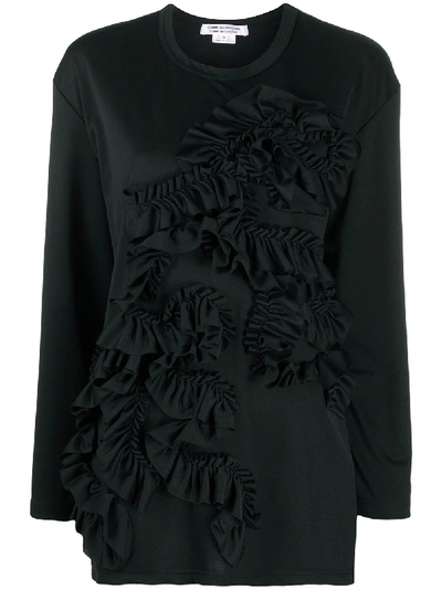 Shop Comme Des Garçons Comme Des Garçons Ruffled Long-sleeved T-shirt In Black