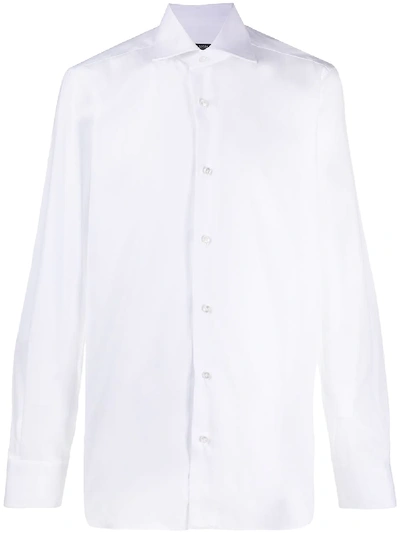 Shop Barba Spread Collar Tailored Shirt In White