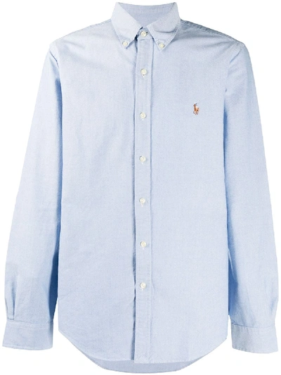 Shop Polo Ralph Lauren Embroidered Logo Shirt In Blue