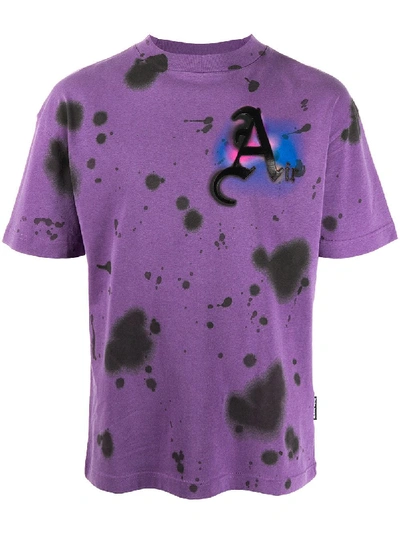 Shop Palm Angels Tie-dye Logo Print T-shirt In Purple