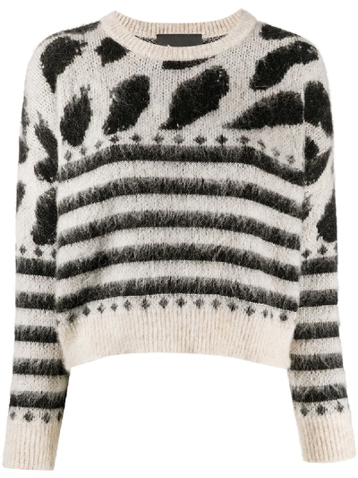 Shop 8pm Print-mix Crew Neck Jumper In Neutrals