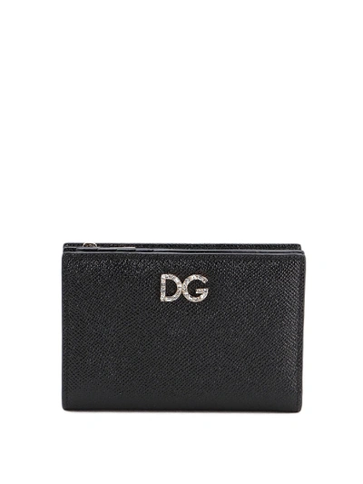 Shop Dolce & Gabbana Hammered Leather Bifold Wallet In Black