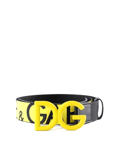 Shop Dolce & Gabbana Dg Fabric Belt In Yellow And Black