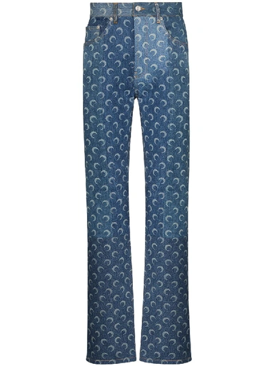 Shop Marine Serre Crescent Moon Jeans In Blue