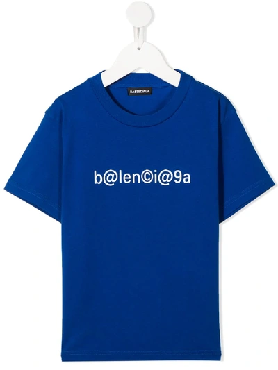 Shop Balenciaga Logo Print T-shirt In Blue