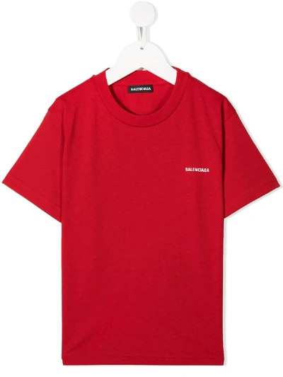 Shop Balenciaga Logo Print T-shirt In Red