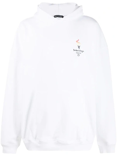 Shop Balenciaga Paris Olympics Embroidery Hoodie In White