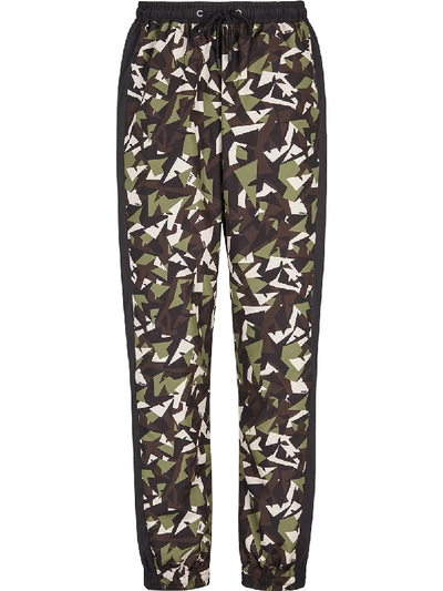 Shop Fendi Geometric Camouflage Trackpants In Green