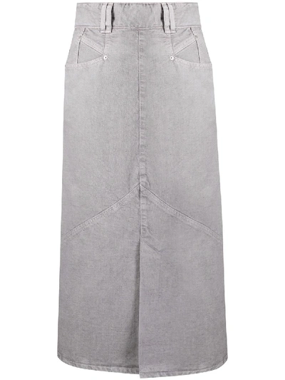 Shop Isabel Marant Domano Denim Skirt In Grey