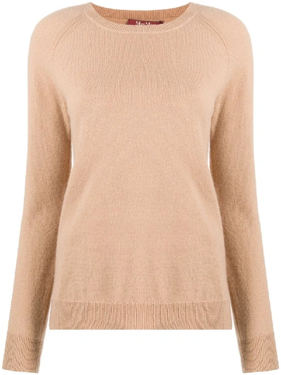 Shop Max Mara Fine-knit Round Neck Jumper In Neutrals