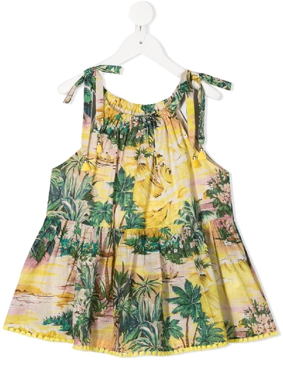Shop Zimmermann Tropical-print Sleeveless Dress In Yellow