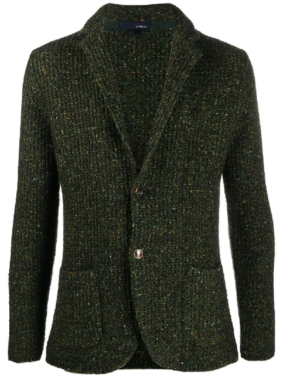 Shop Lardini Woven Knitted Blazer In Green