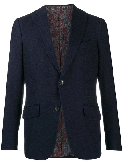 Shop Etro Fitted Single Breasted Blazer In Blue