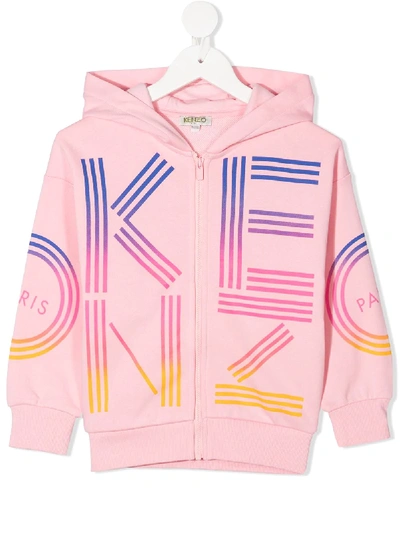 Shop Kenzo Long-sleeved Logo Print Hoodie In Pink