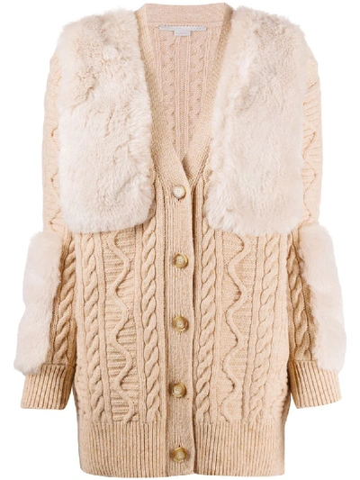 Shop Stella Mccartney Knitted Long-length Cardigan In Neutrals