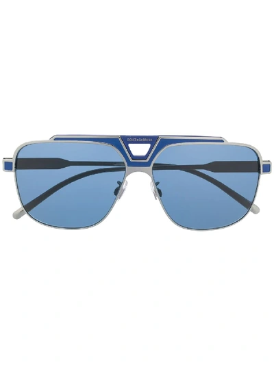 Shop Dolce & Gabbana Aviator Sunglasses With Blue Detailing