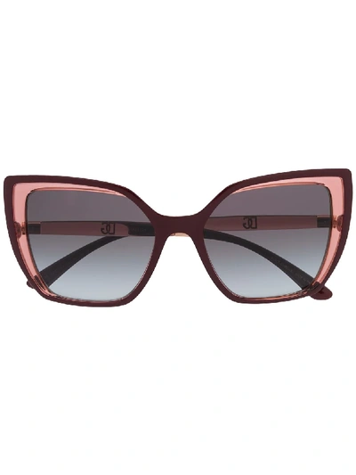 Shop Dolce & Gabbana Layered Cat-eye Sunglasses In Red