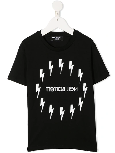 Shop Neil Barrett Logo Print Cotton T-shirt In Black