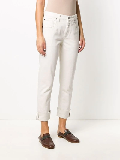 Shop Brunello Cucinelli Mid-rise Cropped Jeans In Neutrals