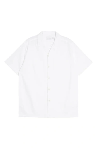 Shop Topman Slub Short Sleeve Button-up Camp Shirt In White