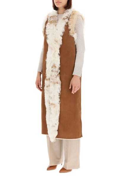 Shop Simonetta Ravizza Sandy Shearling Vest In Beige,brown