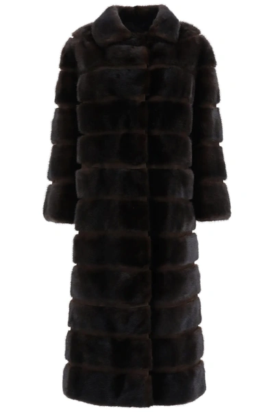 Shop Simonetta Ravizza Mia Mink Coat In Brown