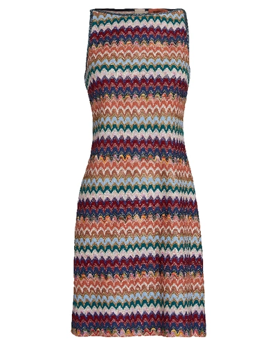 Shop Missoni Sleeveless Knit Mini Shift Dress In Multi