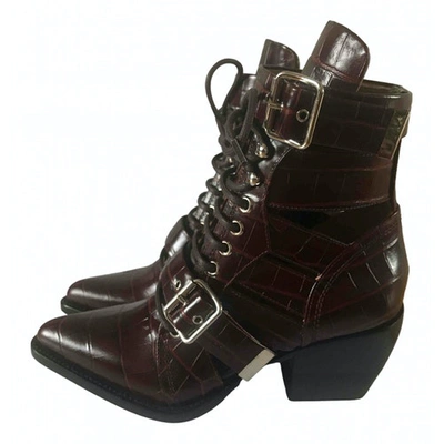 Pre-owned Chloé Rylee Burgundy Leather Ankle Boots