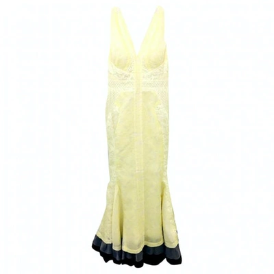 Pre-owned J Mendel Silk Maxi Dress In Yellow