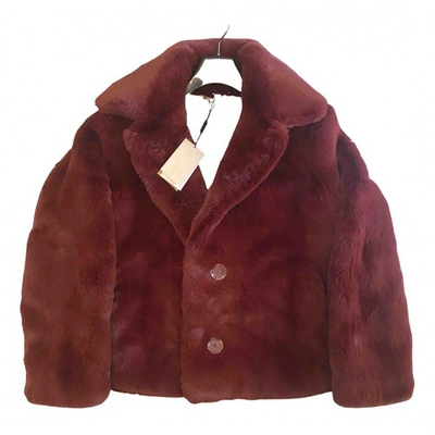 Pre-owned Burberry Burgundy Faux Fur Jacket