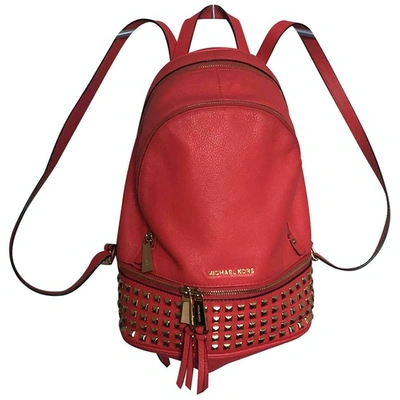 Pre-owned Michael Kors Rhea Orange Leather Backpack