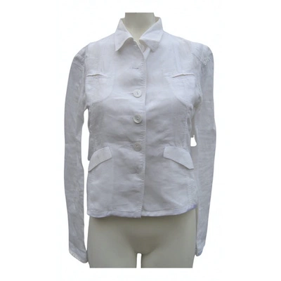 Pre-owned Tara Jarmon Linen Blazer In White