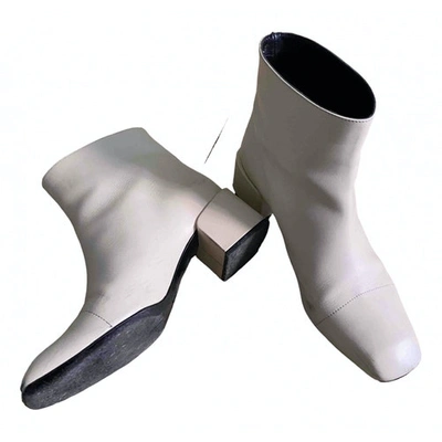 Pre-owned Jil Sander White Leather Ankle Boots
