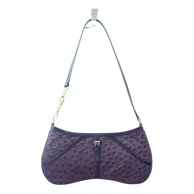 Pre-owned Prada Purple Ostrich Clutch Bag