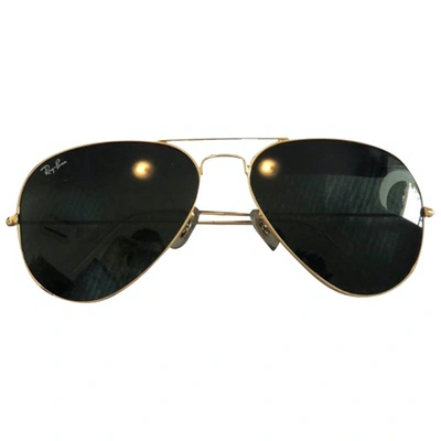 Pre-owned Ray Ban Aviator Black Metal Sunglasses