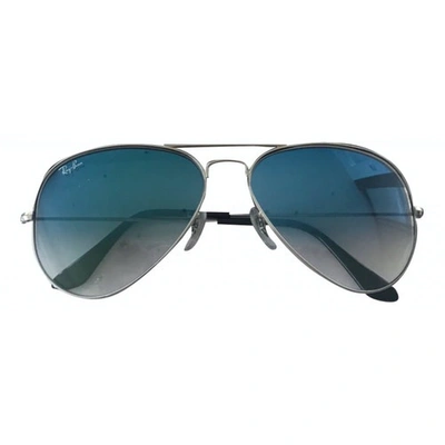 Pre-owned Ray Ban Aviator Blue Metal Sunglasses