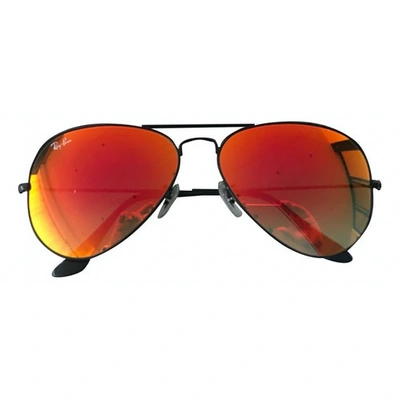 Pre-owned Ray Ban Aviator Orange Sunglasses