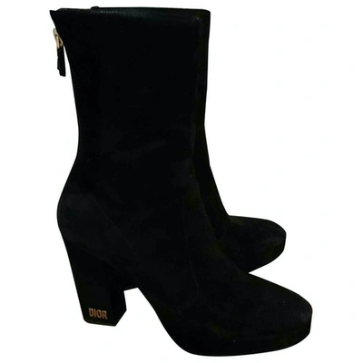 Pre-owned Dior Black Suede Ankle Boots