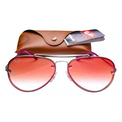 Pre-owned Ray Ban Aviator Red Metal Sunglasses