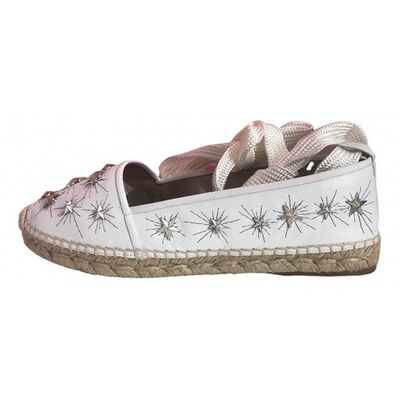 Pre-owned Aquazzura Cosmic Star White Leather Espadrilles