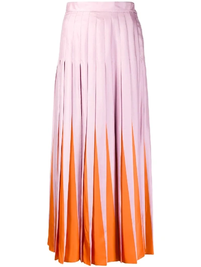Shop Valentino Pleated Bi-colour Skirt In Pink