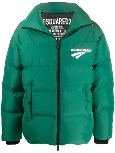Shop Dsquared2 Padded Down Jacket In Green