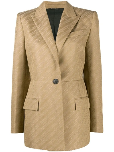 Shop Givenchy Wool Logo Woven Tailored Blazer In Brown